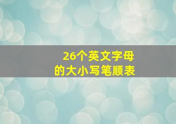 26个英文字母的大小写笔顺表