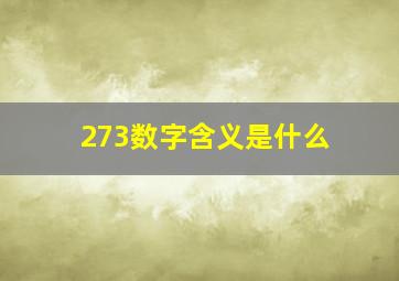 273数字含义是什么