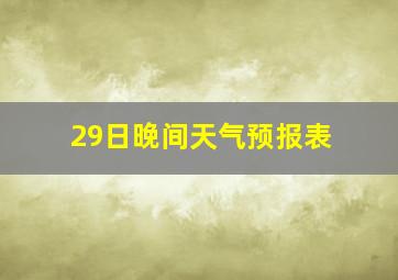 29日晚间天气预报表