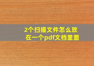 2个扫描文件怎么放在一个pdf文档里面