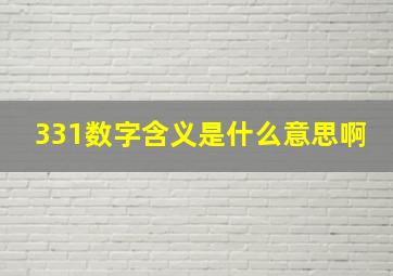 331数字含义是什么意思啊