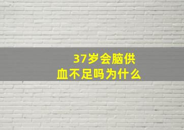 37岁会脑供血不足吗为什么