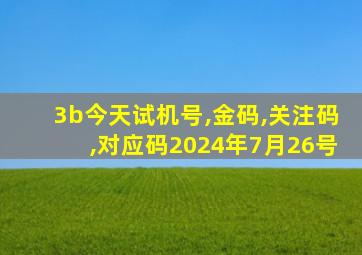 3b今天试机号,金码,关注码,对应码2024年7月26号