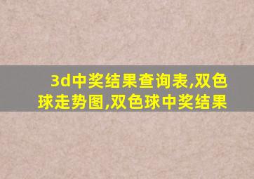 3d中奖结果查询表,双色球走势图,双色球中奖结果