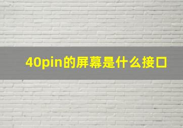 40pin的屏幕是什么接口