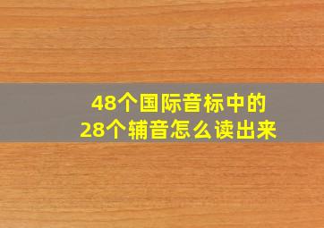 48个国际音标中的28个辅音怎么读出来