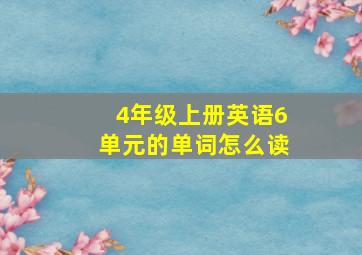 4年级上册英语6单元的单词怎么读