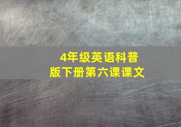 4年级英语科普版下册第六课课文