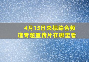 4月15日央视综合频道专题宣传片在哪里看