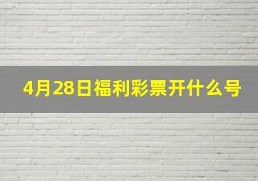 4月28日福利彩票开什么号