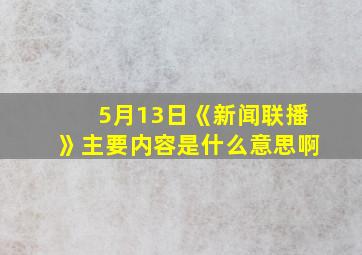 5月13日《新闻联播》主要内容是什么意思啊