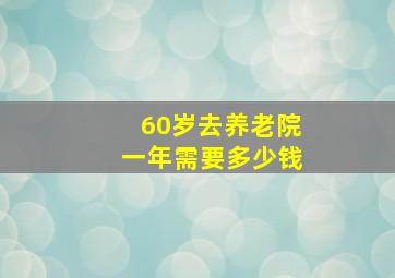 60岁去养老院一年需要多少钱