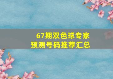 67期双色球专家预测号码推荐汇总