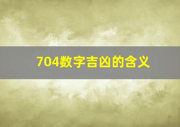 704数字吉凶的含义