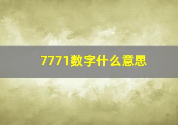 7771数字什么意思