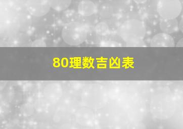 80理数吉凶表