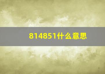 814851什么意思