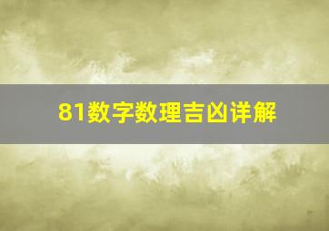 81数字数理吉凶详解