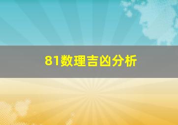 81数理吉凶分析