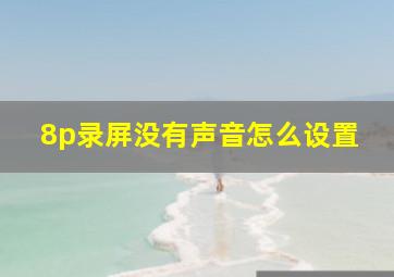 8p录屏没有声音怎么设置