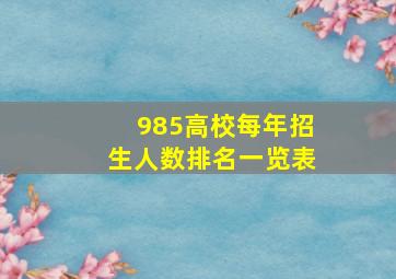 985高校每年招生人数排名一览表