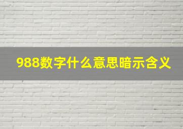 988数字什么意思暗示含义