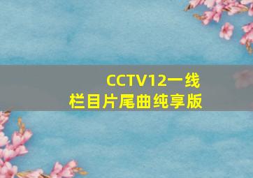 CCTV12一线栏目片尾曲纯享版