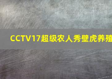 CCTV17超级农人秀壁虎养殖