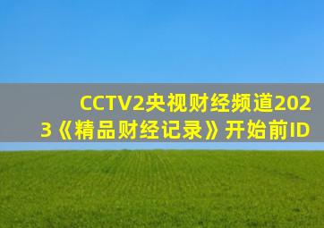 CCTV2央视财经频道2023《精品财经记录》开始前ID