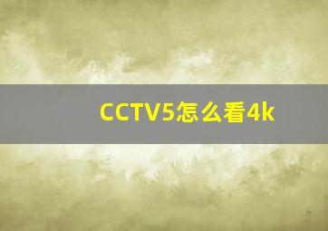 CCTV5怎么看4k