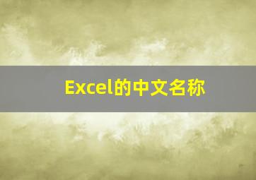 Excel的中文名称