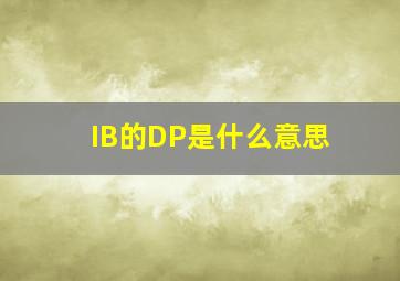 IB的DP是什么意思