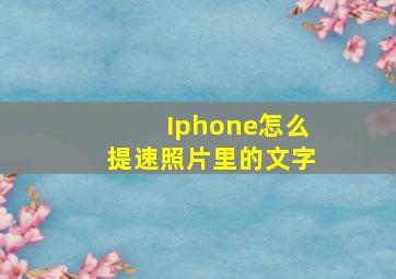 Iphone怎么提速照片里的文字