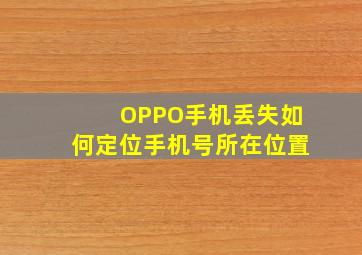 OPPO手机丢失如何定位手机号所在位置