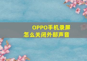 OPPO手机录屏怎么关闭外部声音