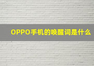 OPPO手机的唤醒词是什么