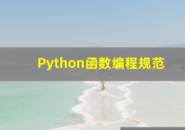 Python函数编程规范