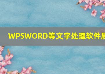 WPSWORD等文字处理软件属于