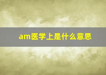 am医学上是什么意思