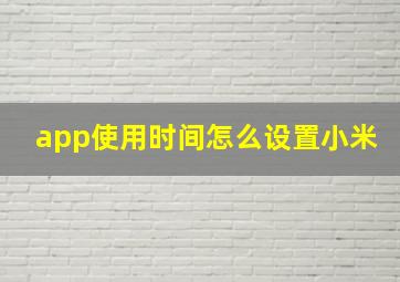 app使用时间怎么设置小米