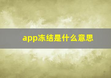 app冻结是什么意思