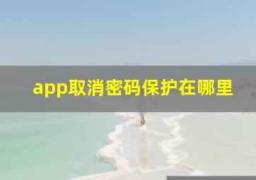 app取消密码保护在哪里