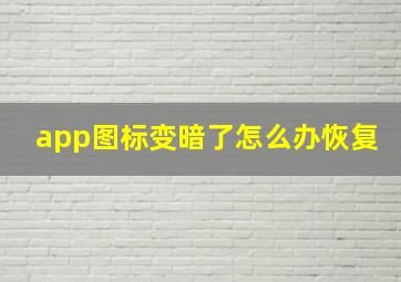 app图标变暗了怎么办恢复