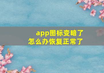 app图标变暗了怎么办恢复正常了