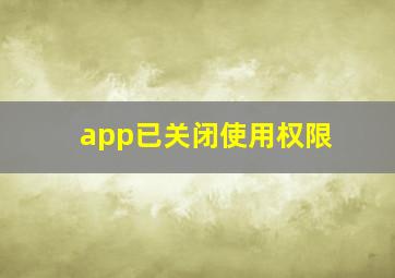 app已关闭使用权限