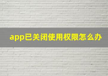 app已关闭使用权限怎么办