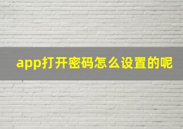 app打开密码怎么设置的呢