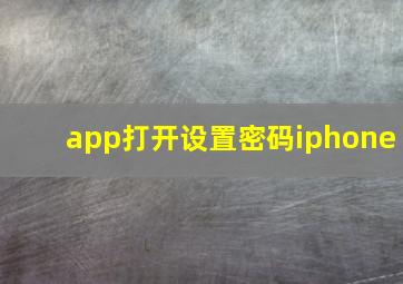 app打开设置密码iphone