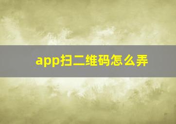 app扫二维码怎么弄