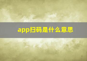 app扫码是什么意思